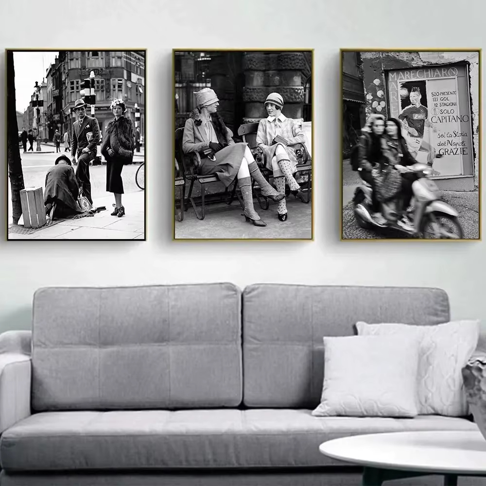 Vintage Fashion Prints For Wall - Модный черно-белый винтажный постер с фотографиями