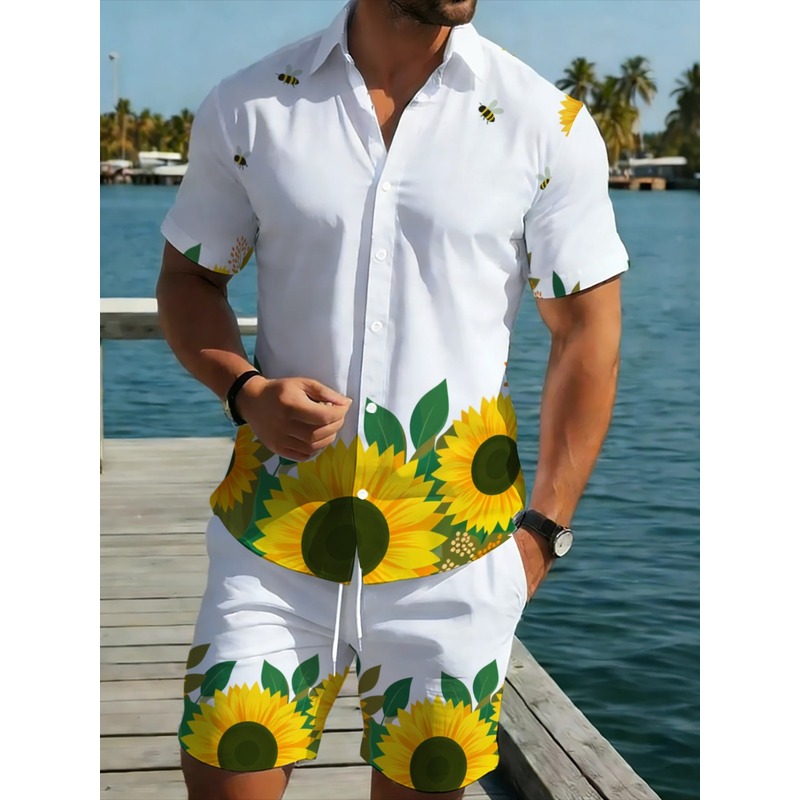 Printed Floral Shirt - Мужской комплект: рубашка и шорты с