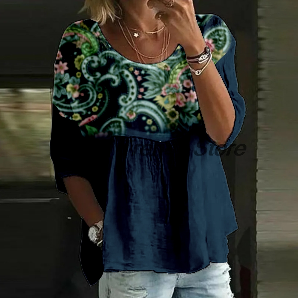 Printed Floral Shirt - Женская повседневная блузка с цветочным принтом,