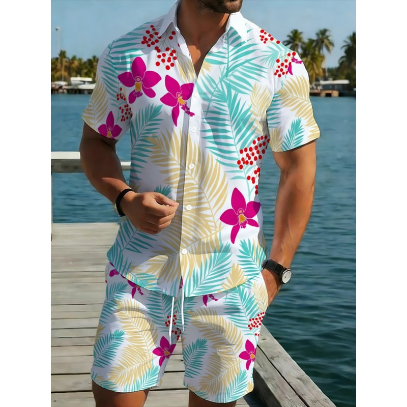 Printed Floral Shirt - Мужской комплект: рубашка с коротким рукавом