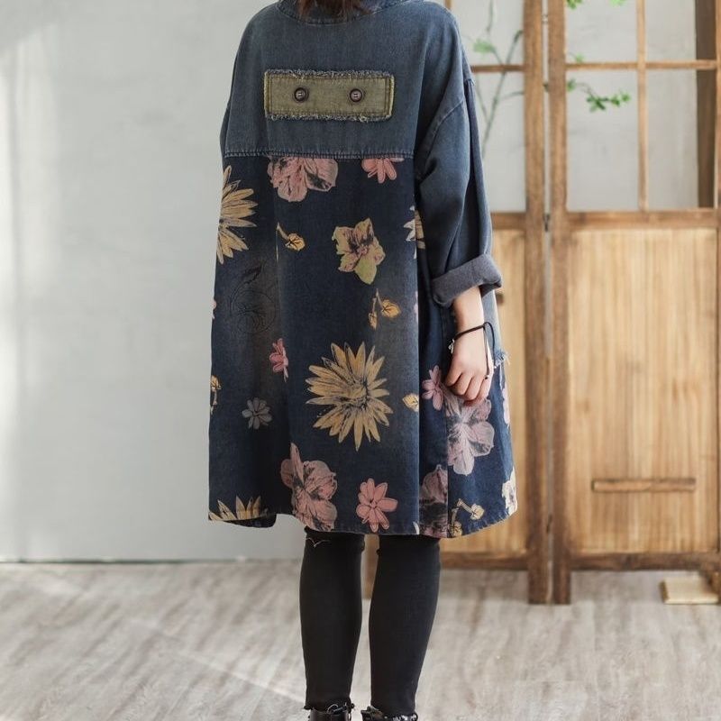Vintage Trench Coat - Женская джинсовая куртка средней и длинной