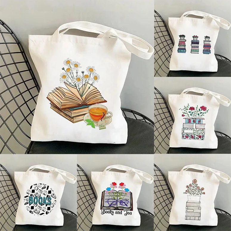 Vintage Fashion Books - Холщовая сумка-тоут с цветочным узором для