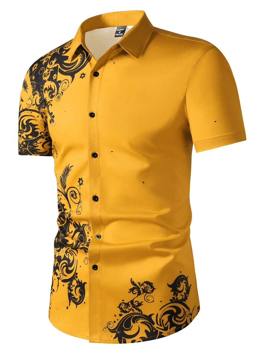 Printed Floral Shirt - Мужская повседневная рубашка Manfinity Homme с