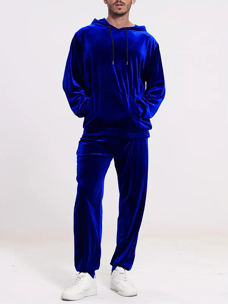 Vintage Fashion For Men - Модный однотонный велюровый комплект из двух