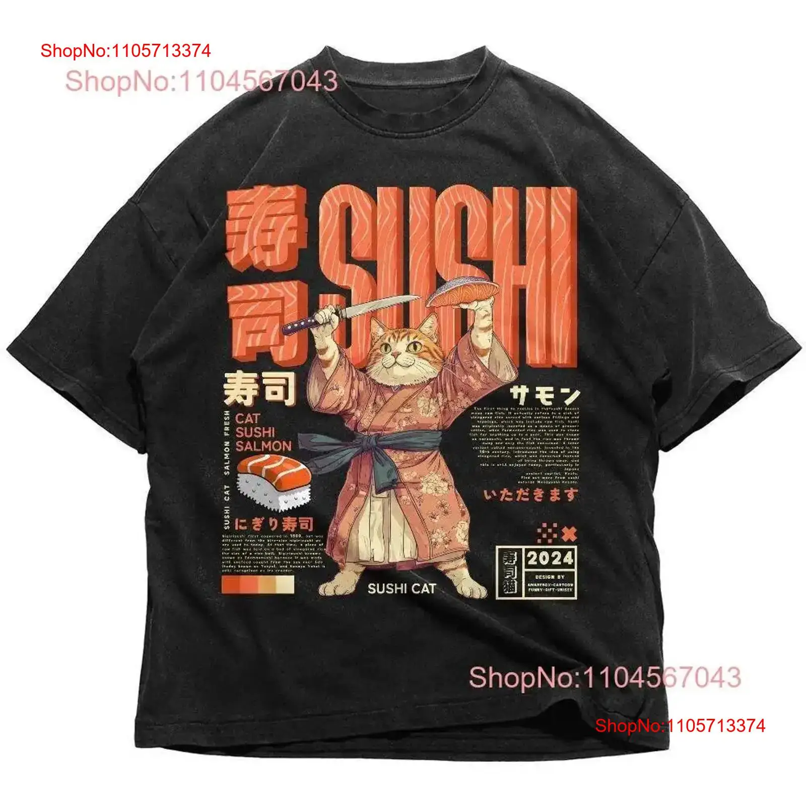 Vintage Fashion In Tokyo - Футболка Sushi Cat в японском стиле,