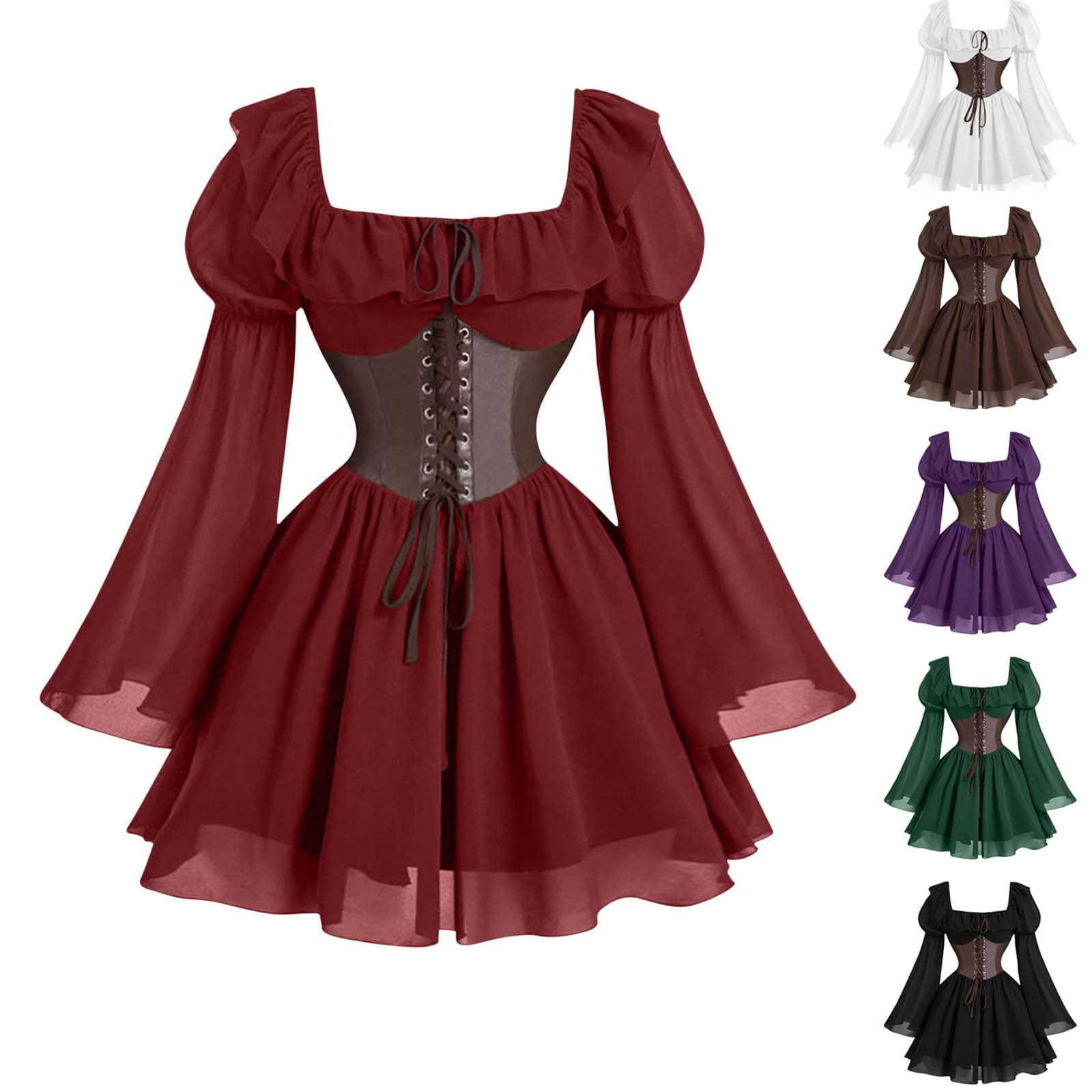 Vintage Fashion Dresses - Ренессансное средневековое женское платье с длинными