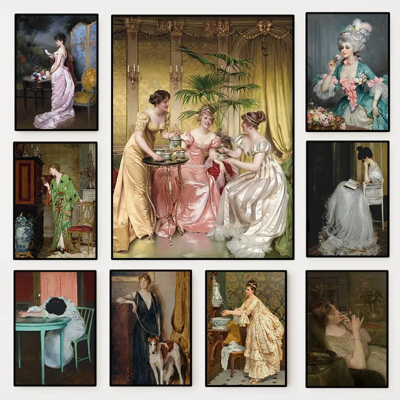 Vintage Fashion Prints For Wall - Женский портретный постер в стиле Ренессанс,