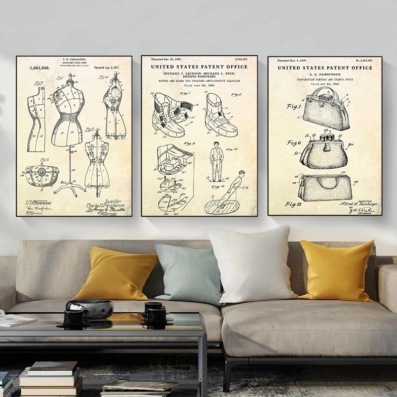 Модная одежда, сумка для обуви – обзор и цена Vintage Fashion Prints For Wall