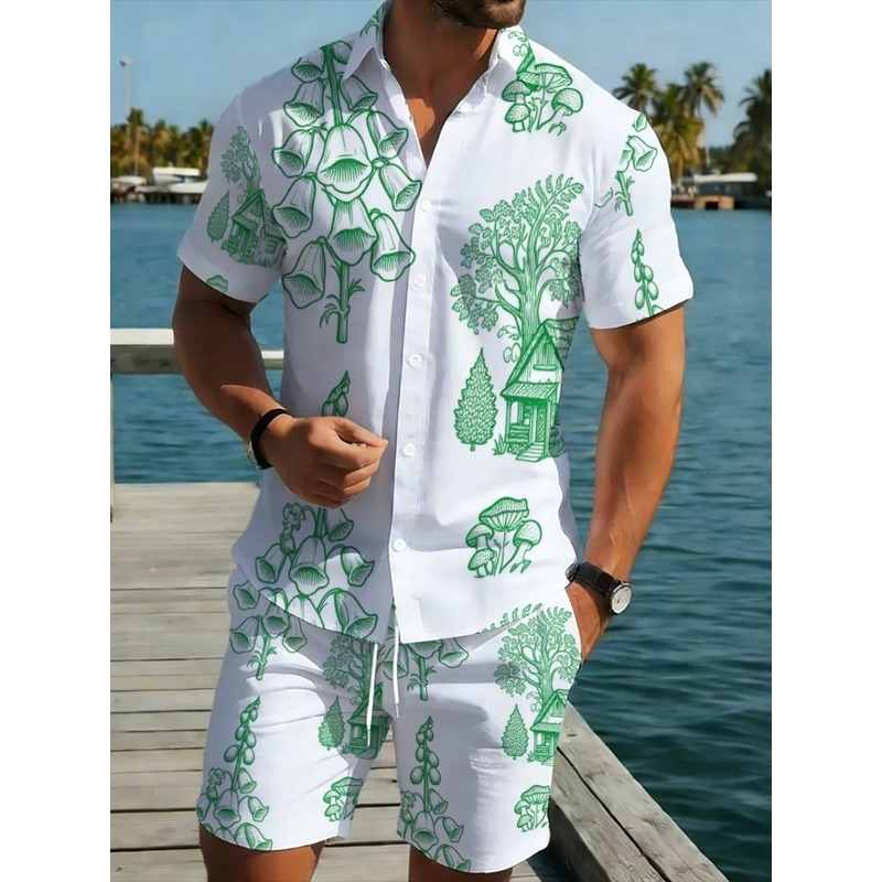 Мужской легкий пляжный комплек – обзор и цена Printed Floral Shirt