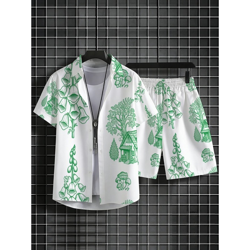 Мужской легкий пляжный комплек – обзор и цена Printed Floral Shirt