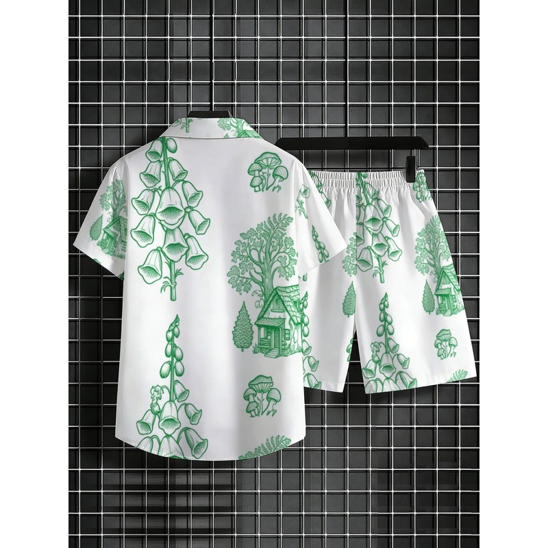 Мужской легкий пляжный комплек – обзор и цена Printed Floral Shirt