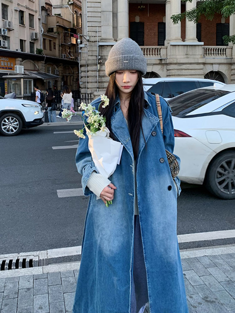 Двубортный джинсовый плащ в го – обзор и цена Vintage Trench Coat