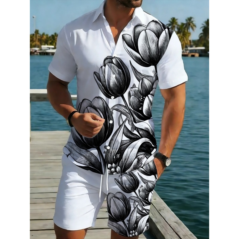Мужской комплект из белой руба – обзор и цена Printed Floral Shirt