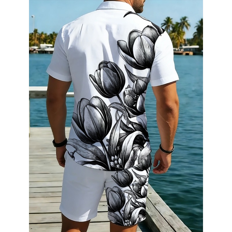 Мужской комплект из белой руба – обзор и цена Printed Floral Shirt
