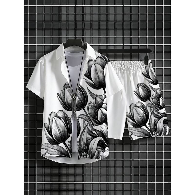 Мужской комплект из белой руба – обзор и цена Printed Floral Shirt