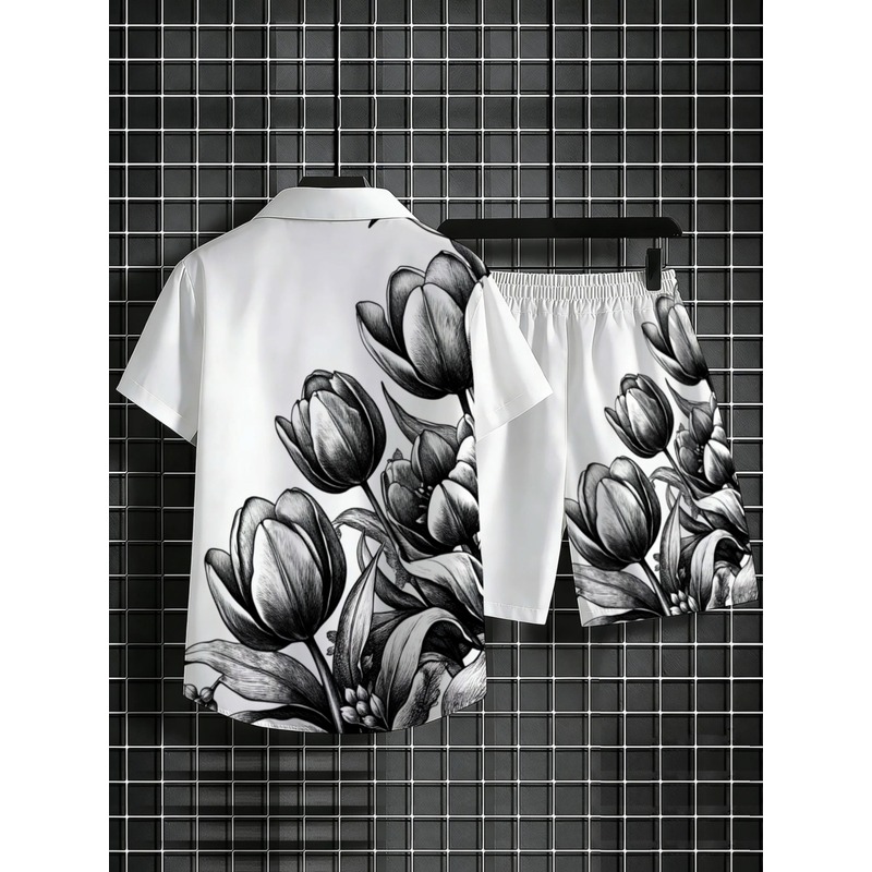 Мужской комплект из белой руба – обзор и цена Printed Floral Shirt